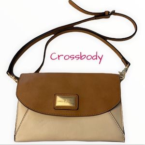 Simply Noelle Crossbody Shoulder Bag Two Tone Brown Contemporary slim